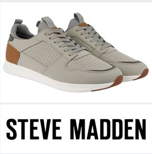 "New!" Steve Madden P-Sonny Ortholite jogger sneakers in gray with brown accents